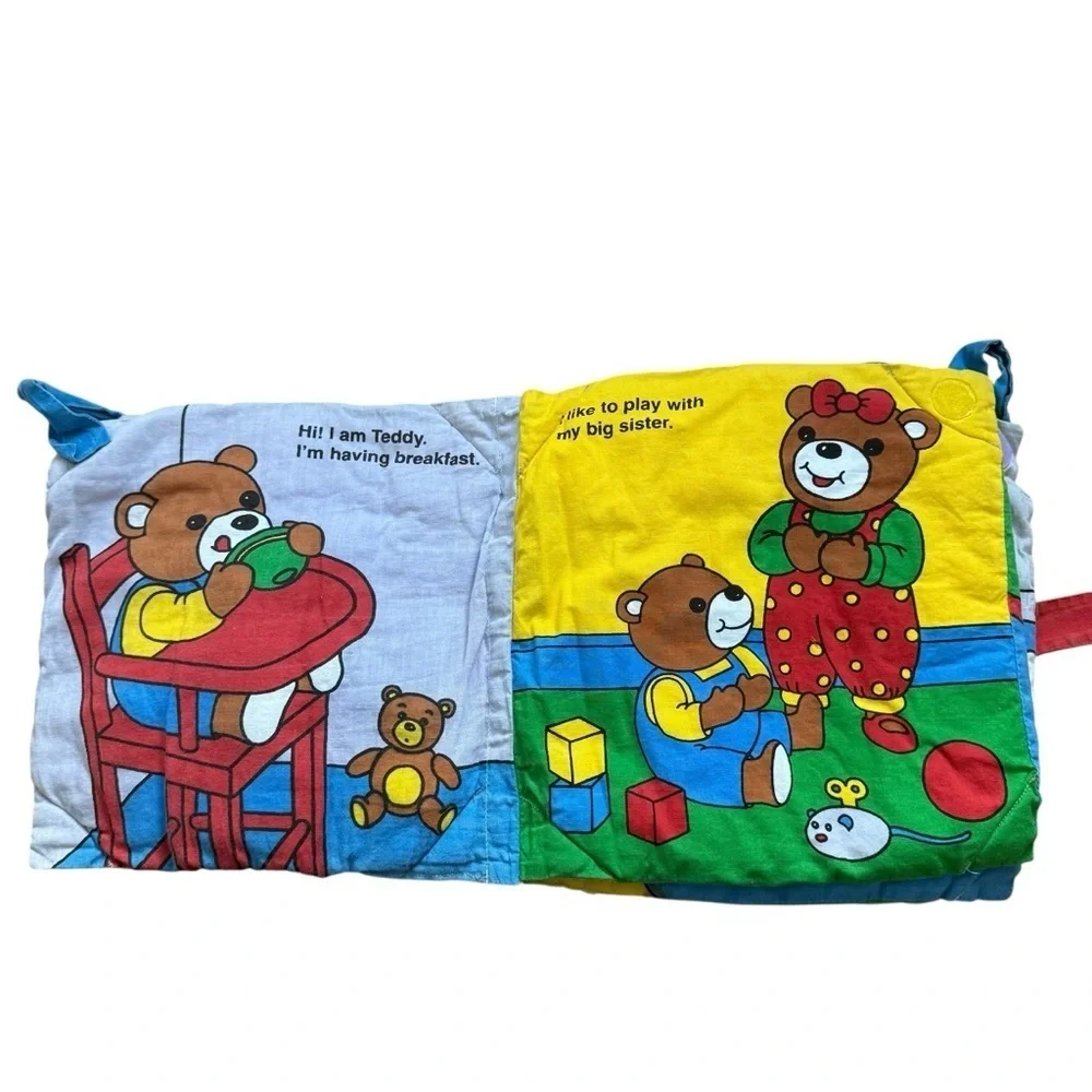 4/$25 Vintage Baby’s First Book Club Teddy’s Day Washable Fabric Colorful Plush
